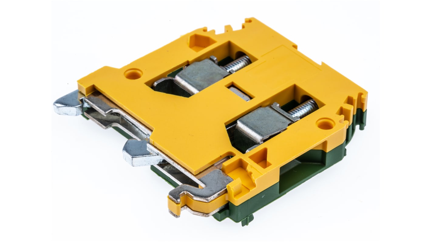 Entrelec SNA Series Green/Yellow Earth Terminal Block, 6mm², Single-Level, Screw Termination