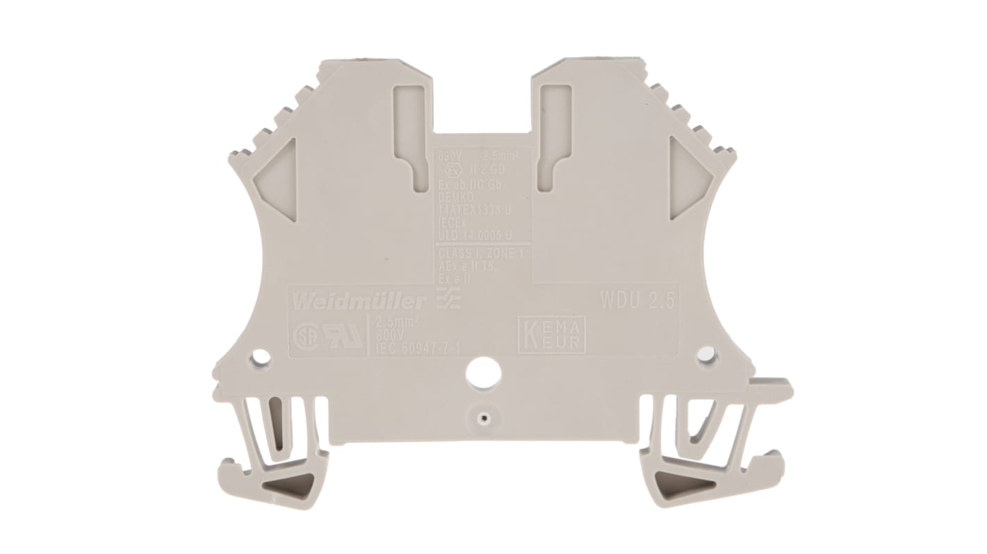 Weidmuller WDU Series Dark Beige Feed Through Terminal Block, 2.5mm², Single-Level, Screw Termination