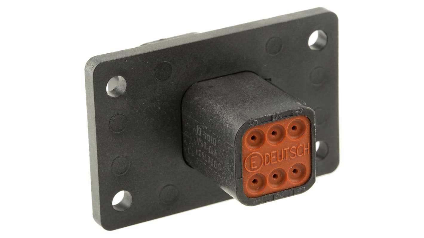 Connettore automotive Deutsch, Femmina, 13A, 6 vie, Montaggio a pannello