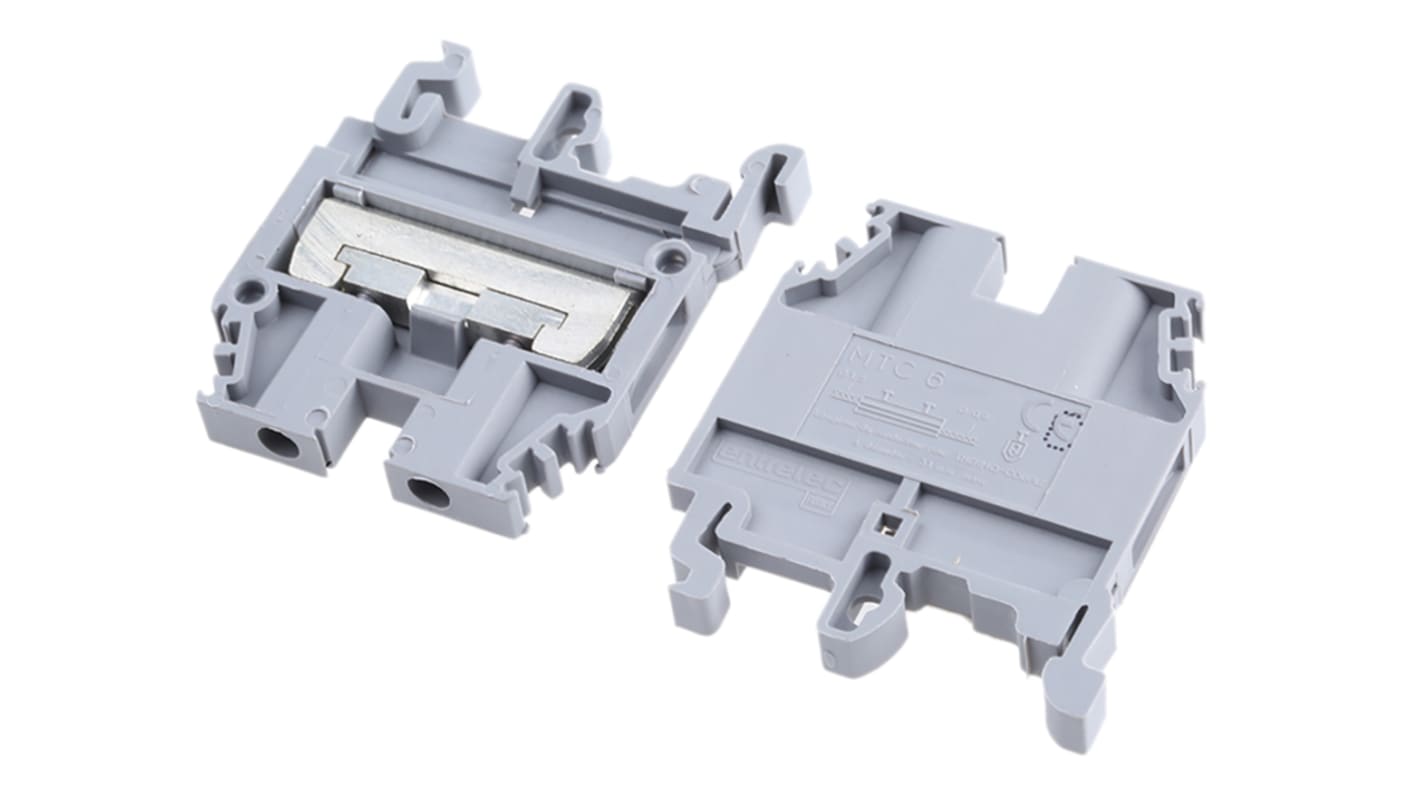 Entrelec SNA Series Grey DIN Rail Terminal Block, 4mm², Single-Level, Screw Termination