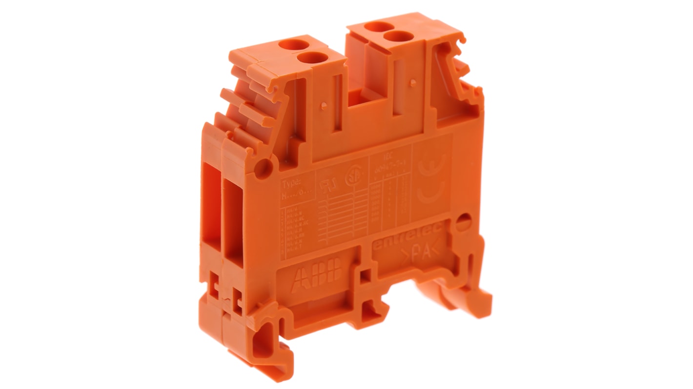 Morsettiera per guida DIN Entrelec, Arancione, livello Singolo, 32A