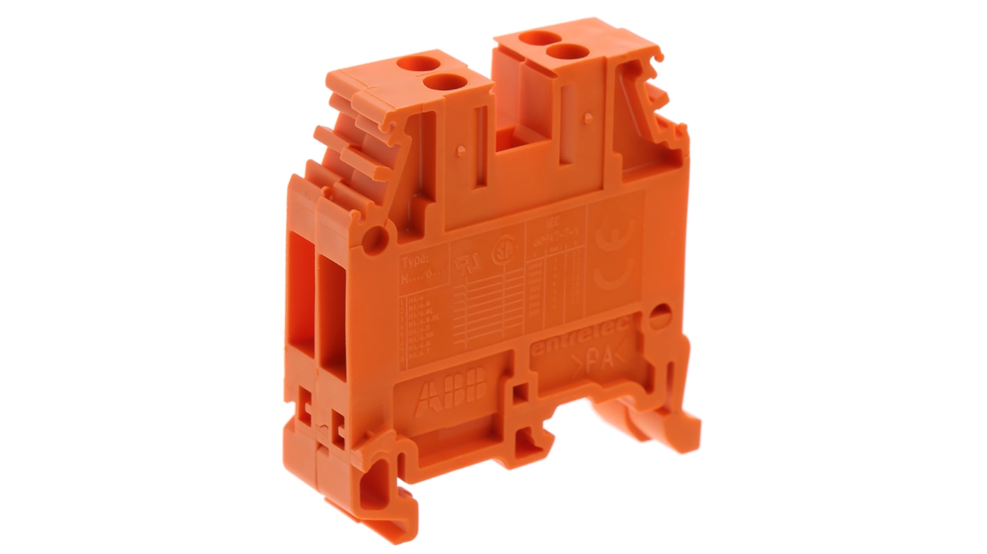 Entrelec SNA Series Orange DIN Rail Terminal Block, 4mm², Single-Level, Screw Termination