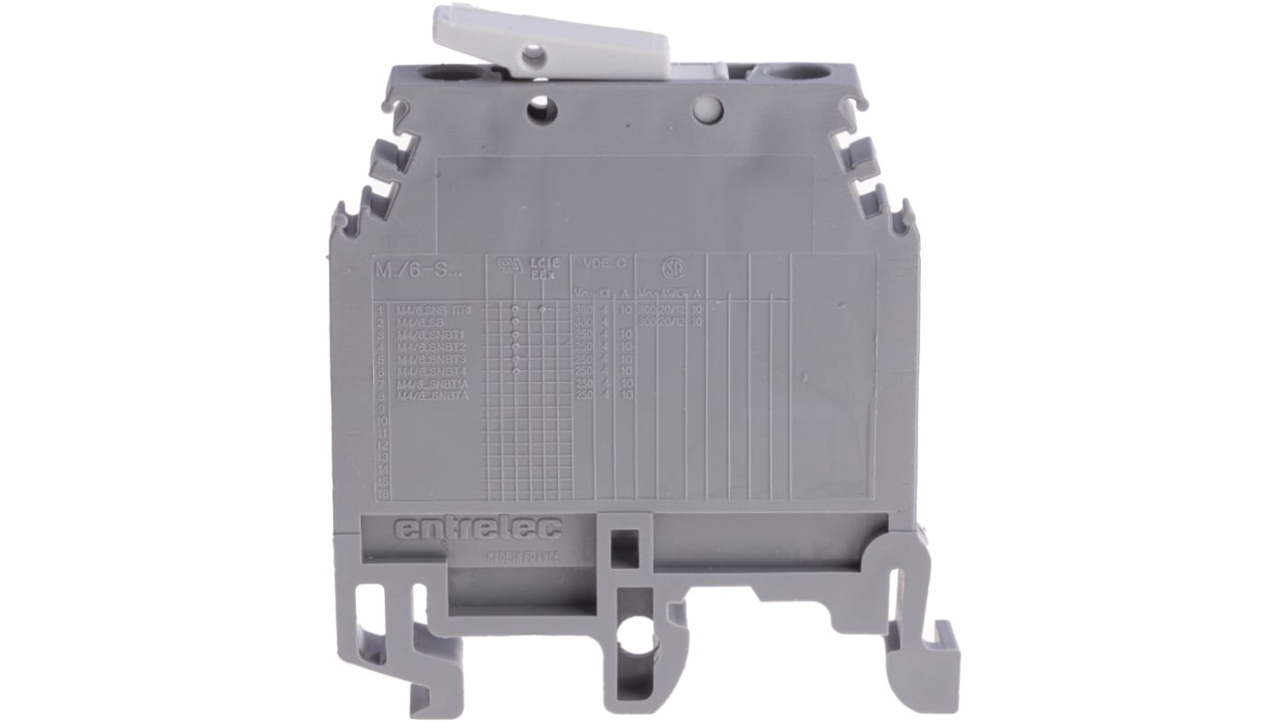 Entrelec 1SNA115686R1300 SNA Series Grey, 4mm², Single-Level, Screw Termination