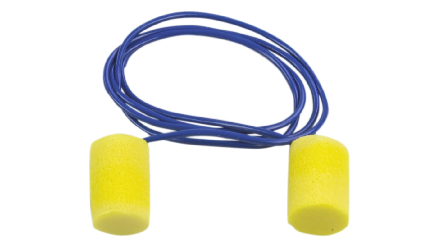 Tapones desechables Azul, amarillo con cable 3M E.A.R Classic, atenuación SNR 31dB, 200 pares