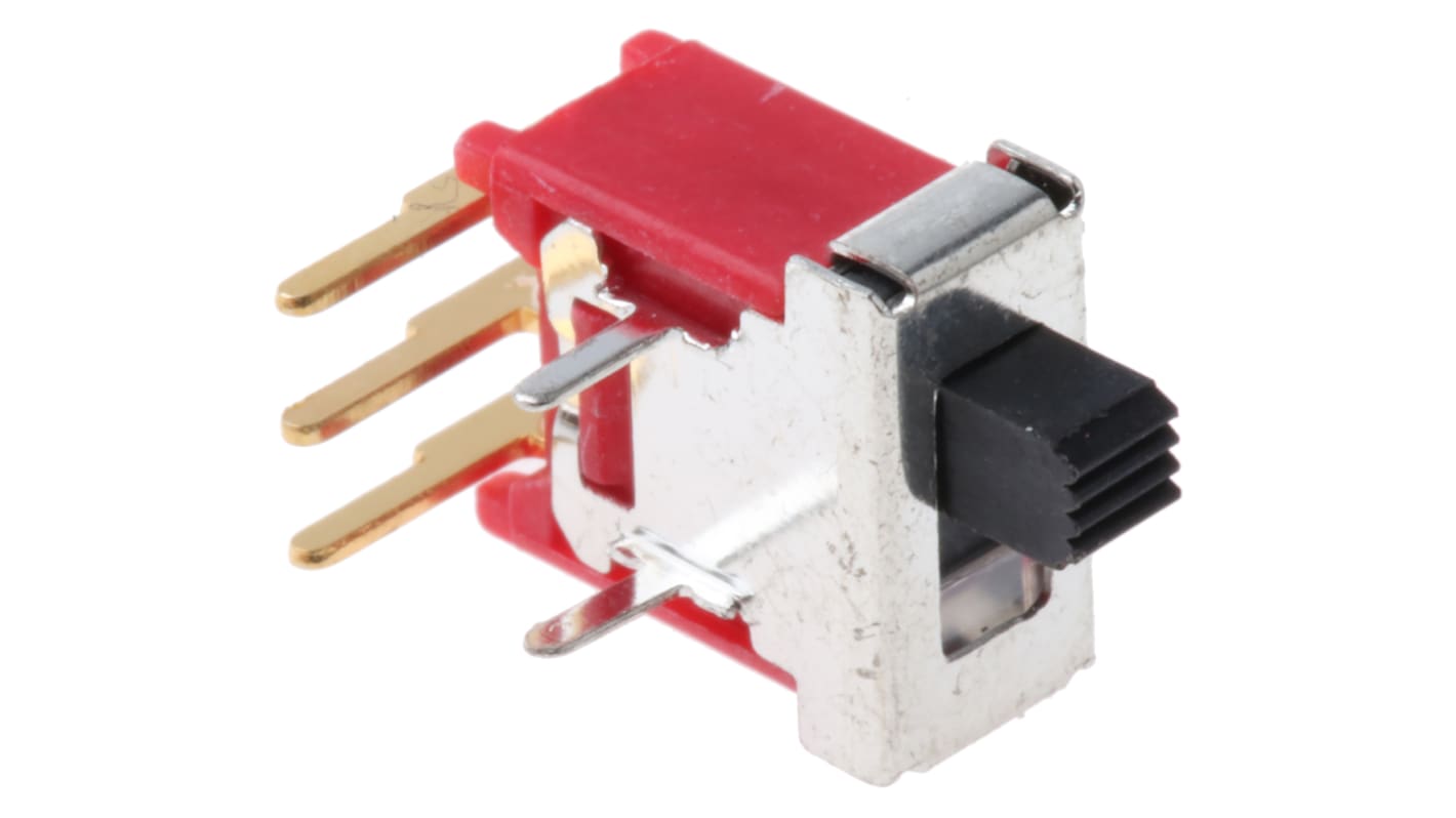 Commutateur à glissière, SPDT, Verrouillable, 400 mA @ 20 V, montage Circuit imprimé