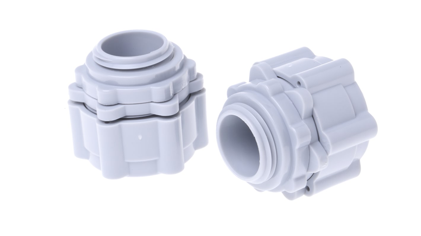 RS PRO Straight, Conduit Fitting, 20mm Nominal Size, Nylon 66, Grey IP55 rating
