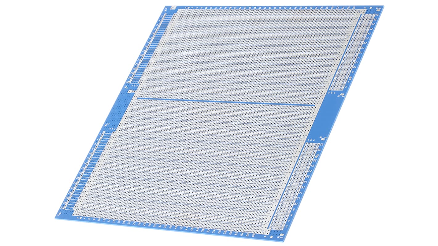 10-2858, Double-Sided Stripboard Epoxy Glass 220 x 233.4 x 1.6mm DIN 41612 FR4