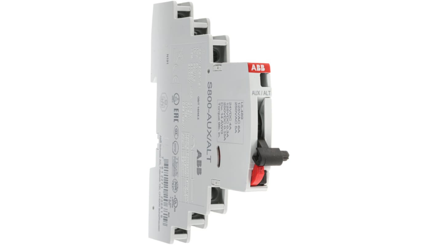 ABB Auxiliary Contact, 2 Contact, 2NC + 2NO, DIN Rail Mount S800