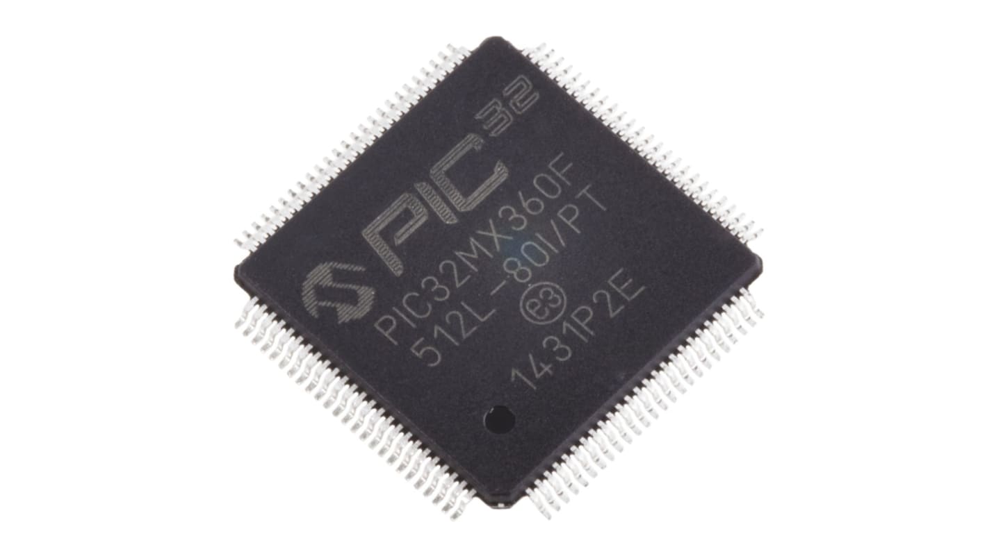 Microchip マイコン, PIC, 80MHz, 512, フラッシュ, 100-Pin TQFP