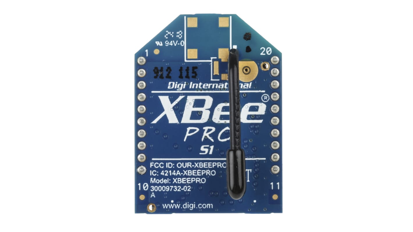 Modulo ZigBee Digi International XBP24-AWI-001, +18dBm -100dBm, 2.8 → 3.4V, -40 °C - +85 °C, 32.94 x 24.38 x