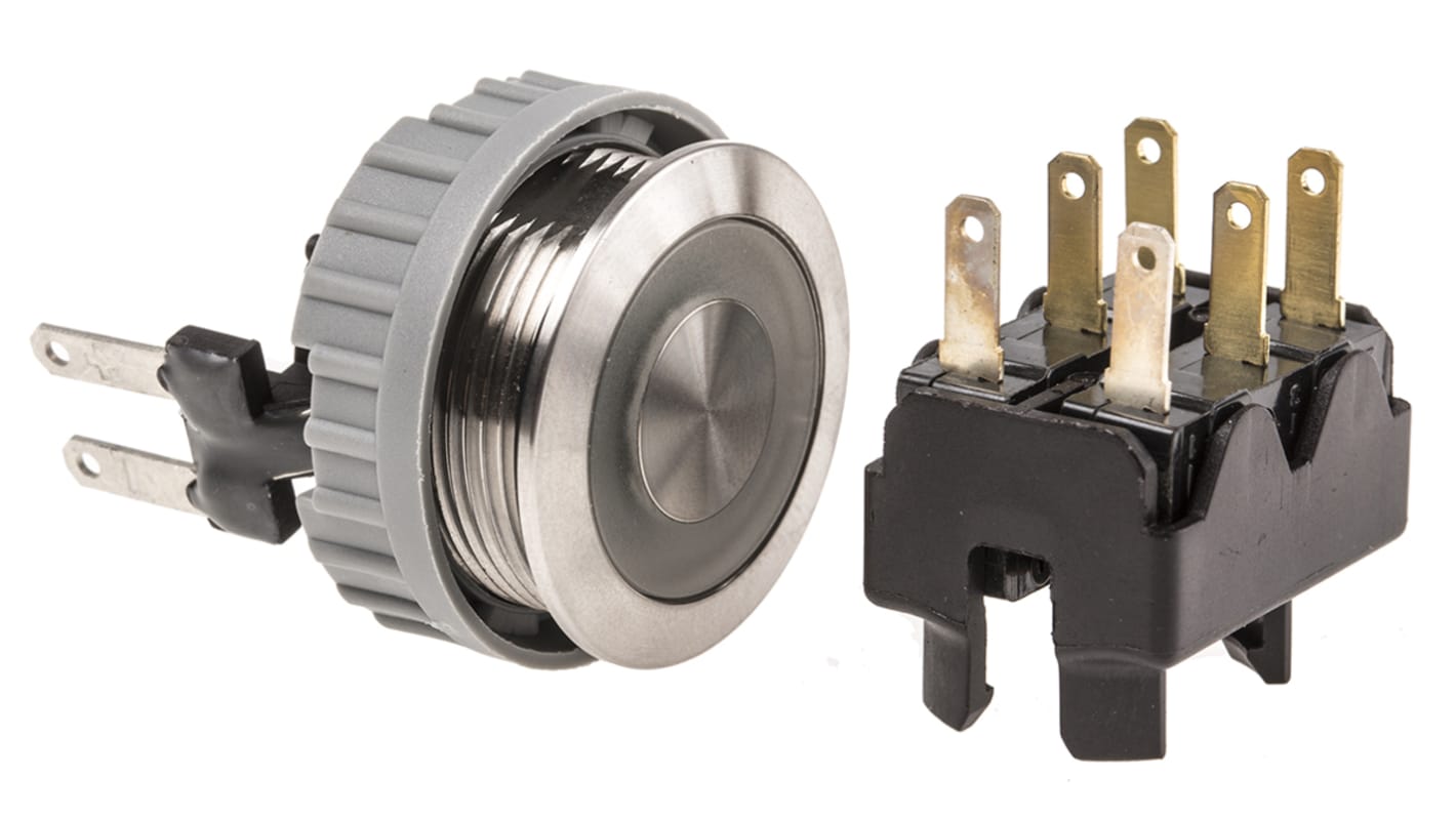 Interruttore a pulsante Schurter, Momentaneo, SPDT, luminoso, 10 A a 250 V c.a., IP40 Montaggio a pannello