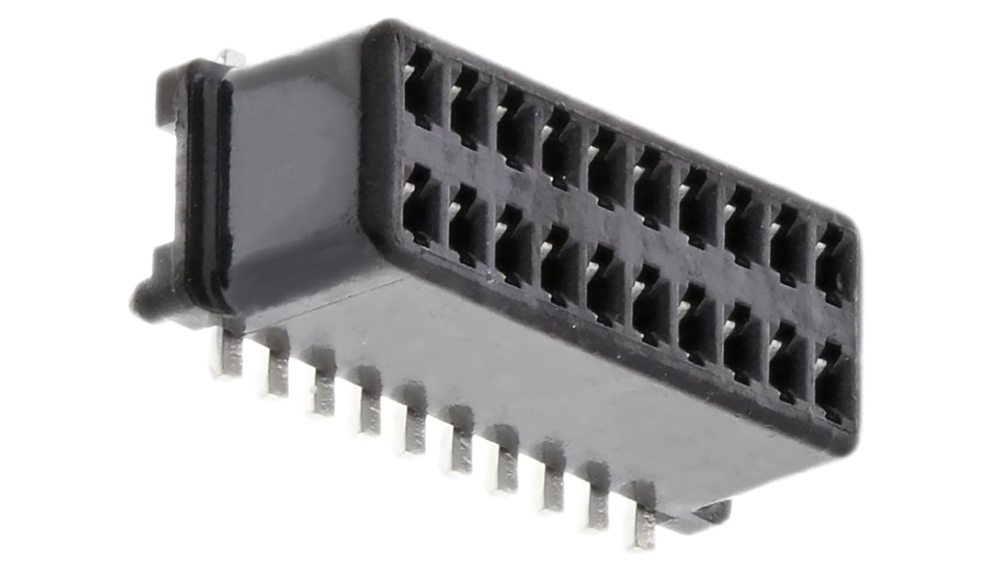 JAE IL-WX Series Straight Surface Mount PCB Socket, 20-Contact, 2-Row, 0.8mm Pitch, Solder Termination