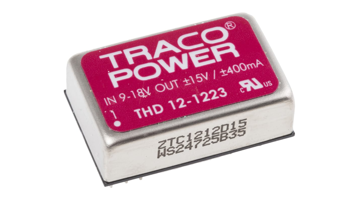 TRACOPOWER THD 12 DC/DC-Wandler 12W 12 V dc IN, ±15V dc OUT / ±400mA Durchsteckmontage 1.5kV dc isoliert