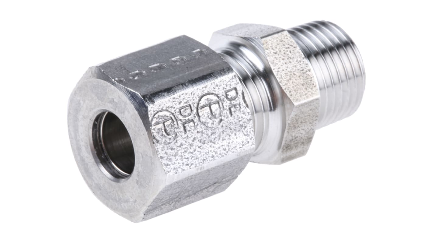 Legris Stainless Steel Pipe Fitting, Straight Hexagon Coupler, Male BSP 1/8in