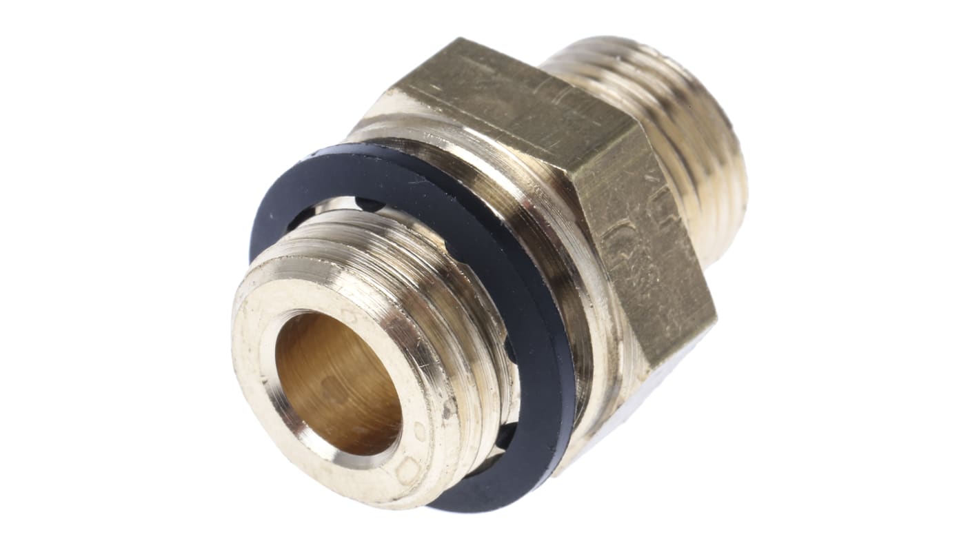 Legris Brass Pipe Fitting, Straight Compression Coupler, Male G 1/4in to Female 8mm