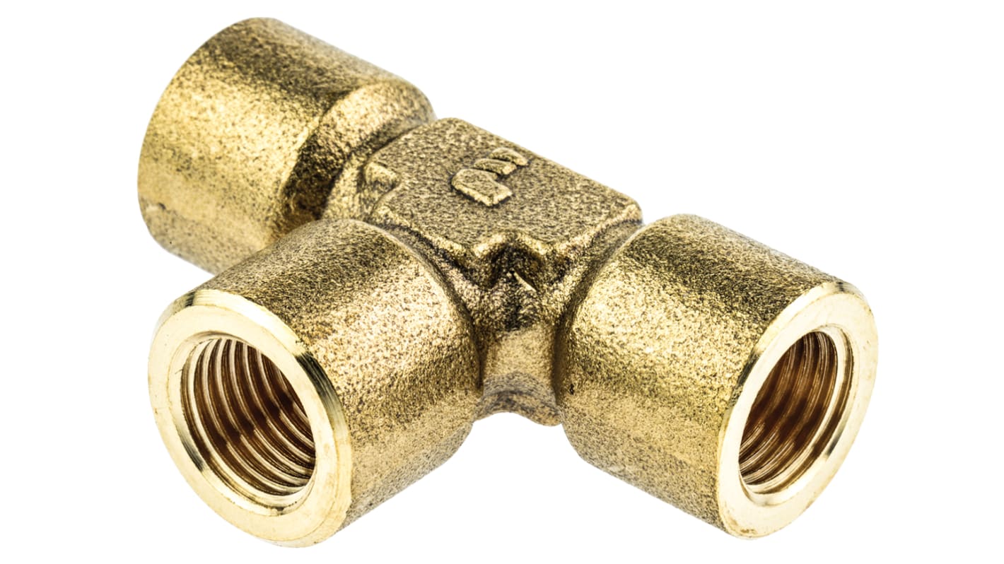 Legris Brass Pipe Fitting, Tee Threaded Equal Tee, Female BSPP 1/4in to Female BSPP 1/4in