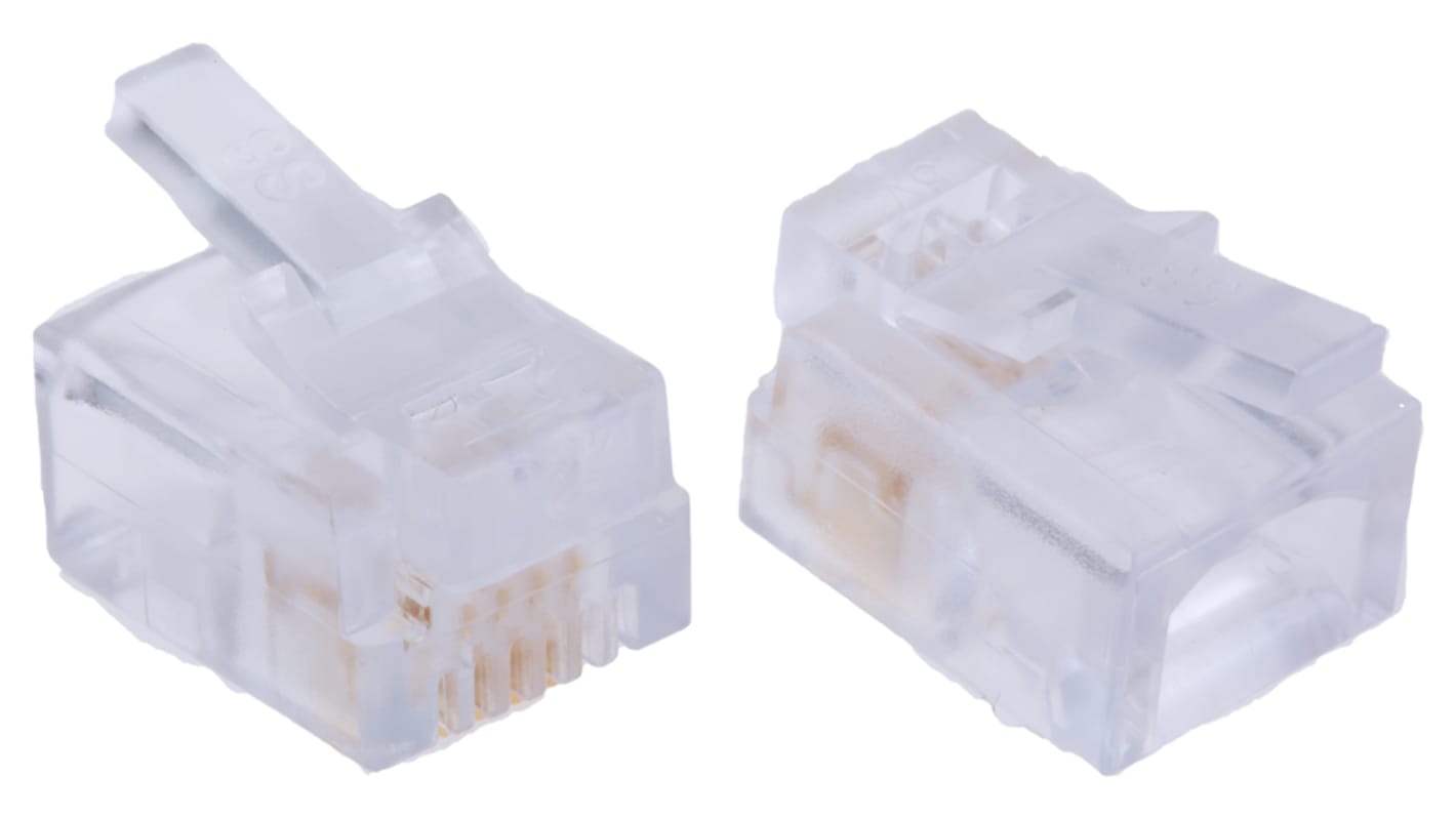 Bel-Stewart 940-SP Series Male RJ14 Connector, Cable Mount, Cat3, UTP Shield Straight 6P/4C -Way