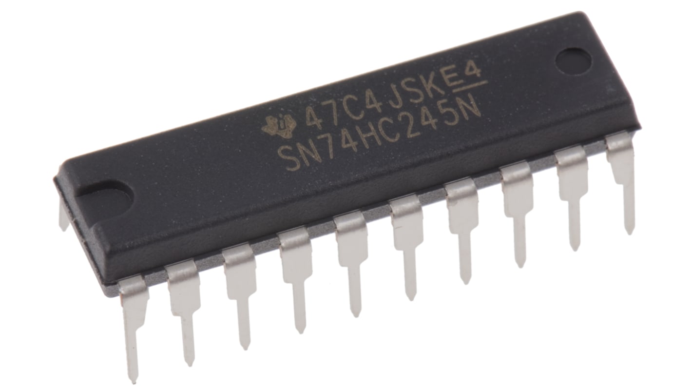 Texas Instruments 总线收发器, HC系列, 20针, CMOS输出, 每芯片8通道, PDIP, 通孔安装, 6 V