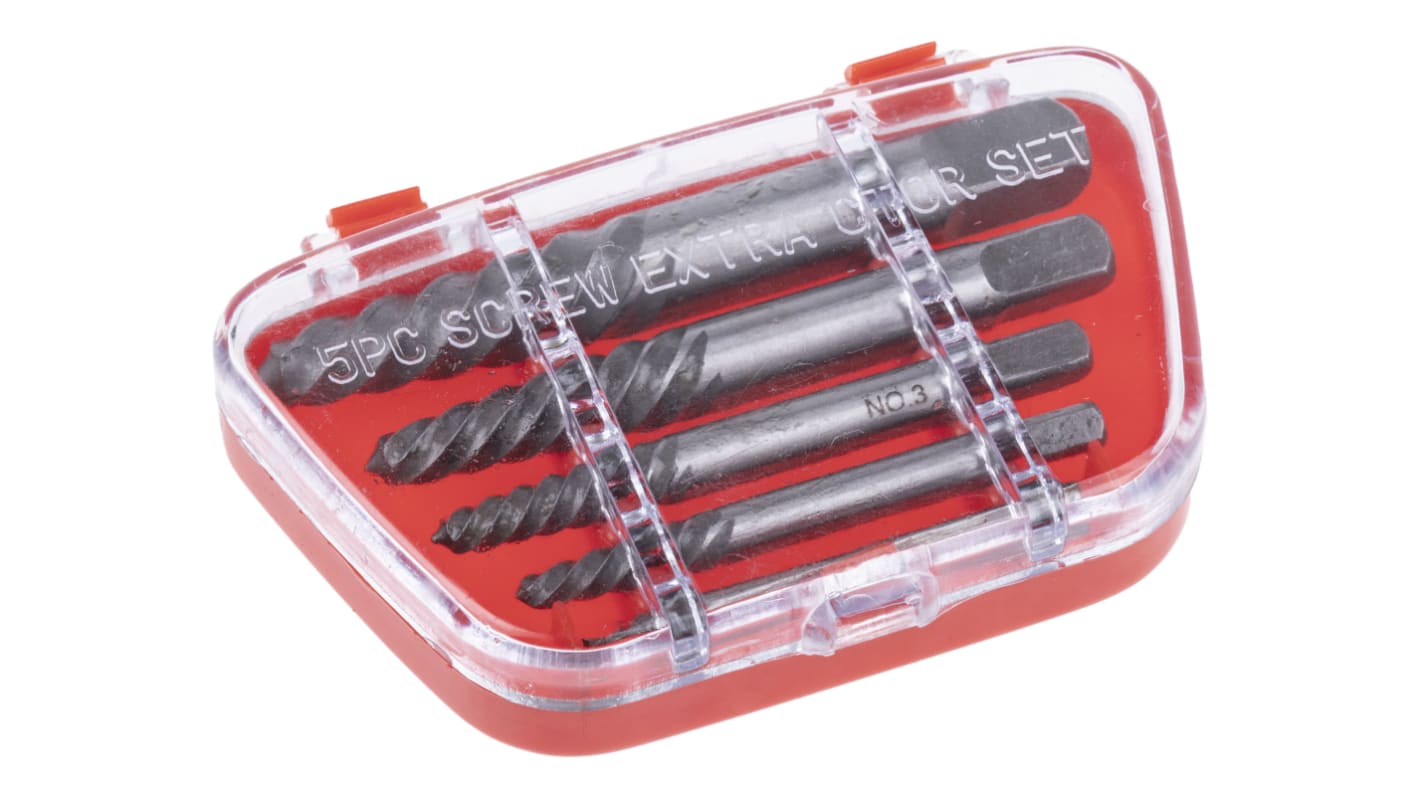 RS PRO 5 piece Alloy Steel Screw Extractor Set