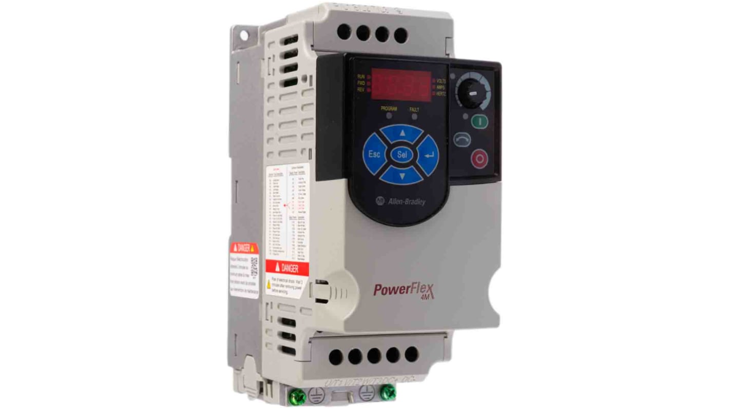 Allen Bradley Inverter Drive, 0.4 kW, 1 Phase, 240 V ac, 2.5 A, PowerFlex 4M Series