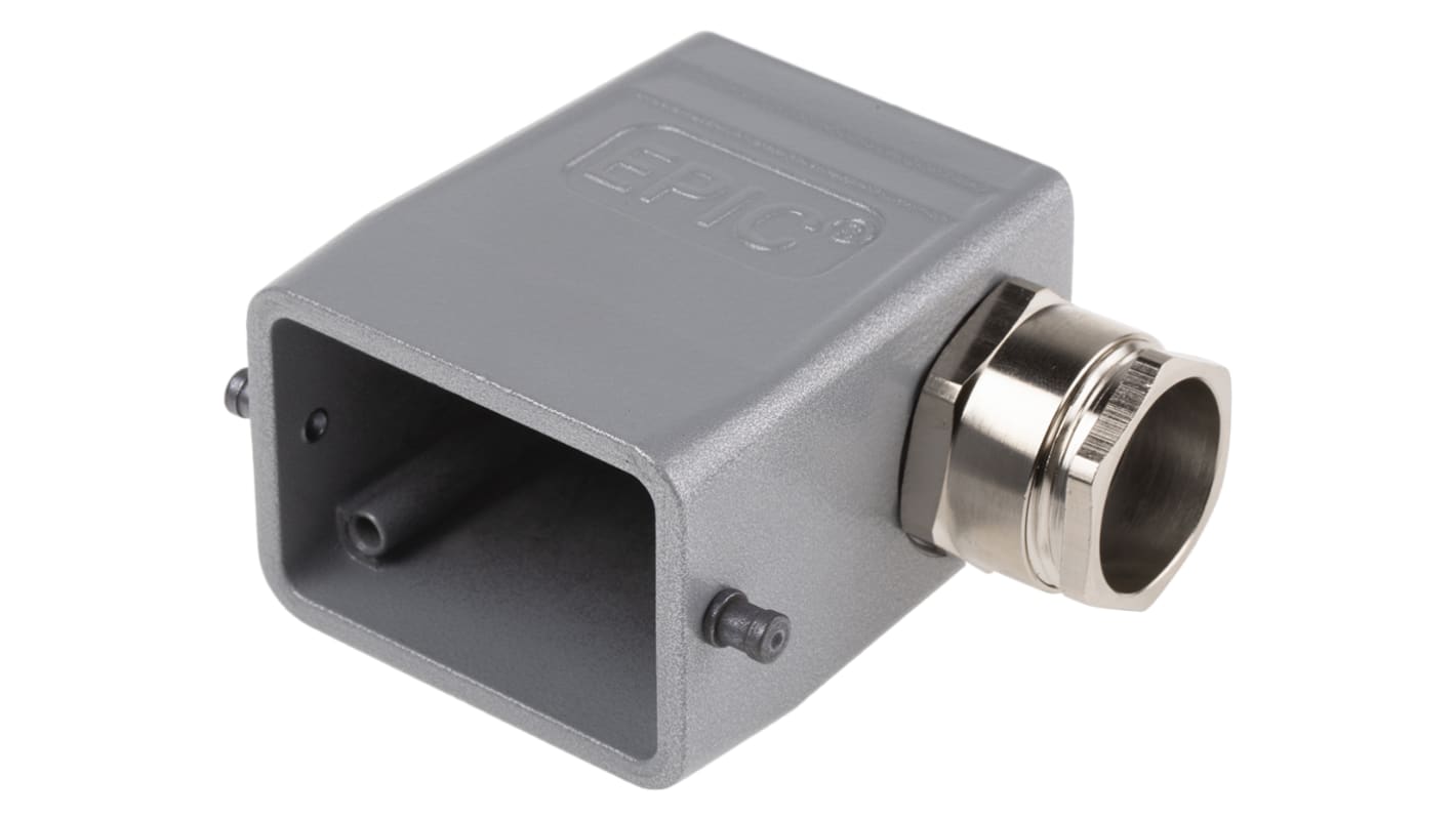 EPIC H-BE Heavy Duty Power Connector Hood, 6 Contacts, PG21 Thread, Side Entry