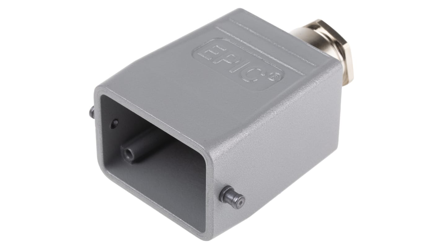 EPIC H-BE Heavy Duty Power Connector Hood, 6 Contacts, PG21 Thread, Top Entry
