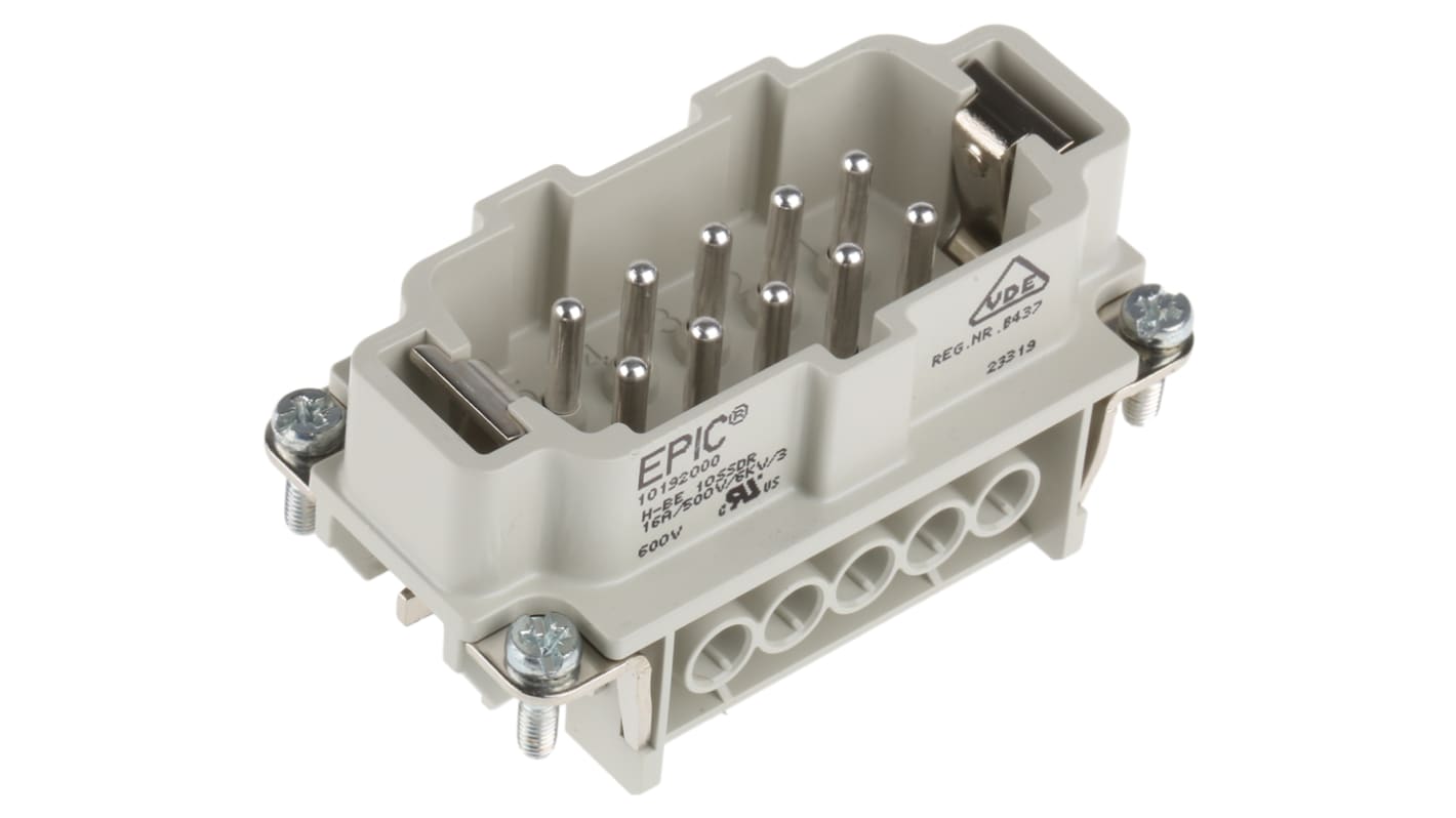 Inserto connettore EPIC, Maschio, serie H-BE, 16A, 10 vie
