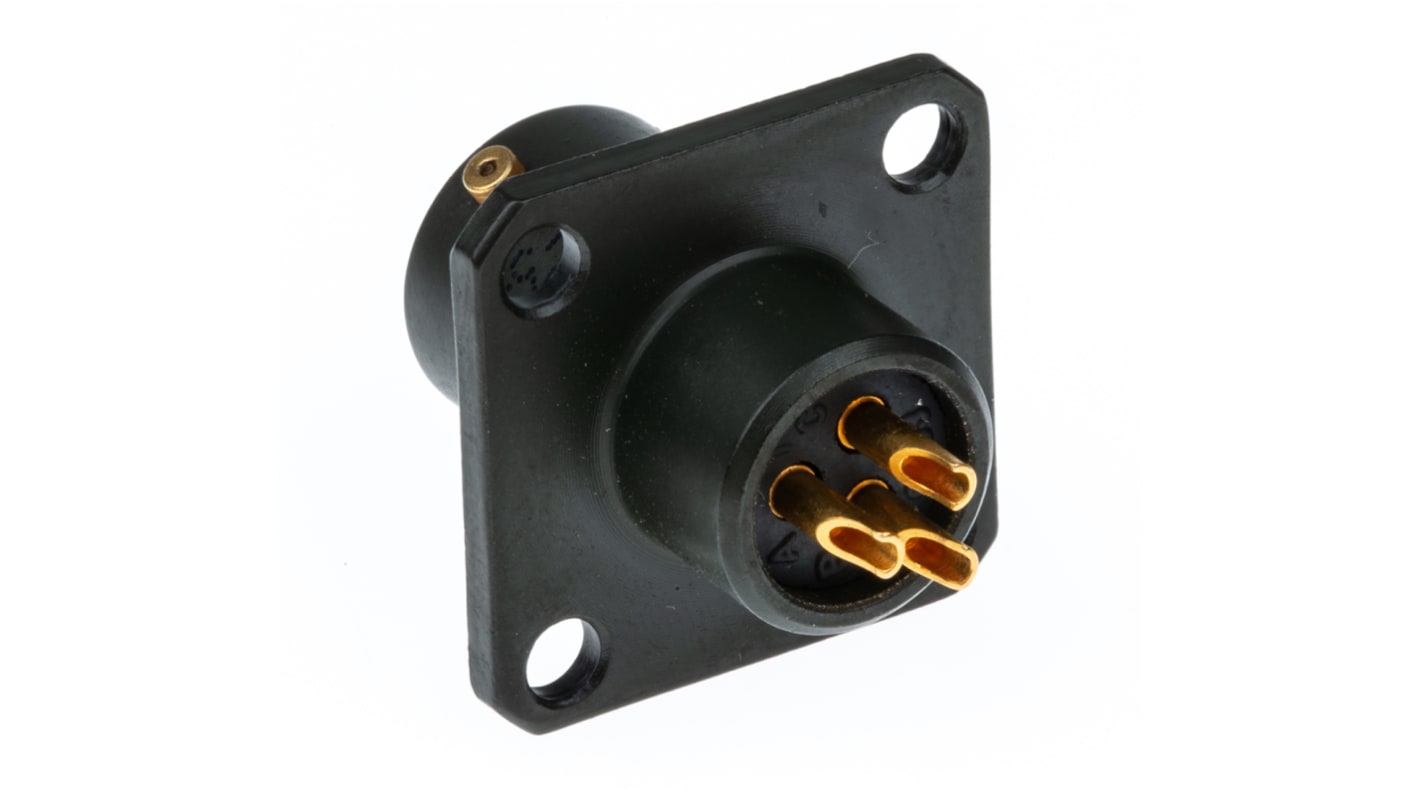 Amphenol Limited, 62GB 3 Way Box Mount MIL Spec Circular Connector ReceptacleOlive, Pin Contacts,Shell Size 8, Bayonet