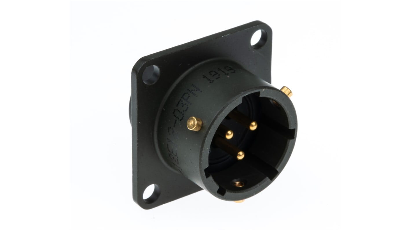 Amphenol Limited, 62GB 3 Way Box Mount MIL Spec Circular Connector ReceptacleOlive, Pin Contacts,Shell Size 12, Bayonet