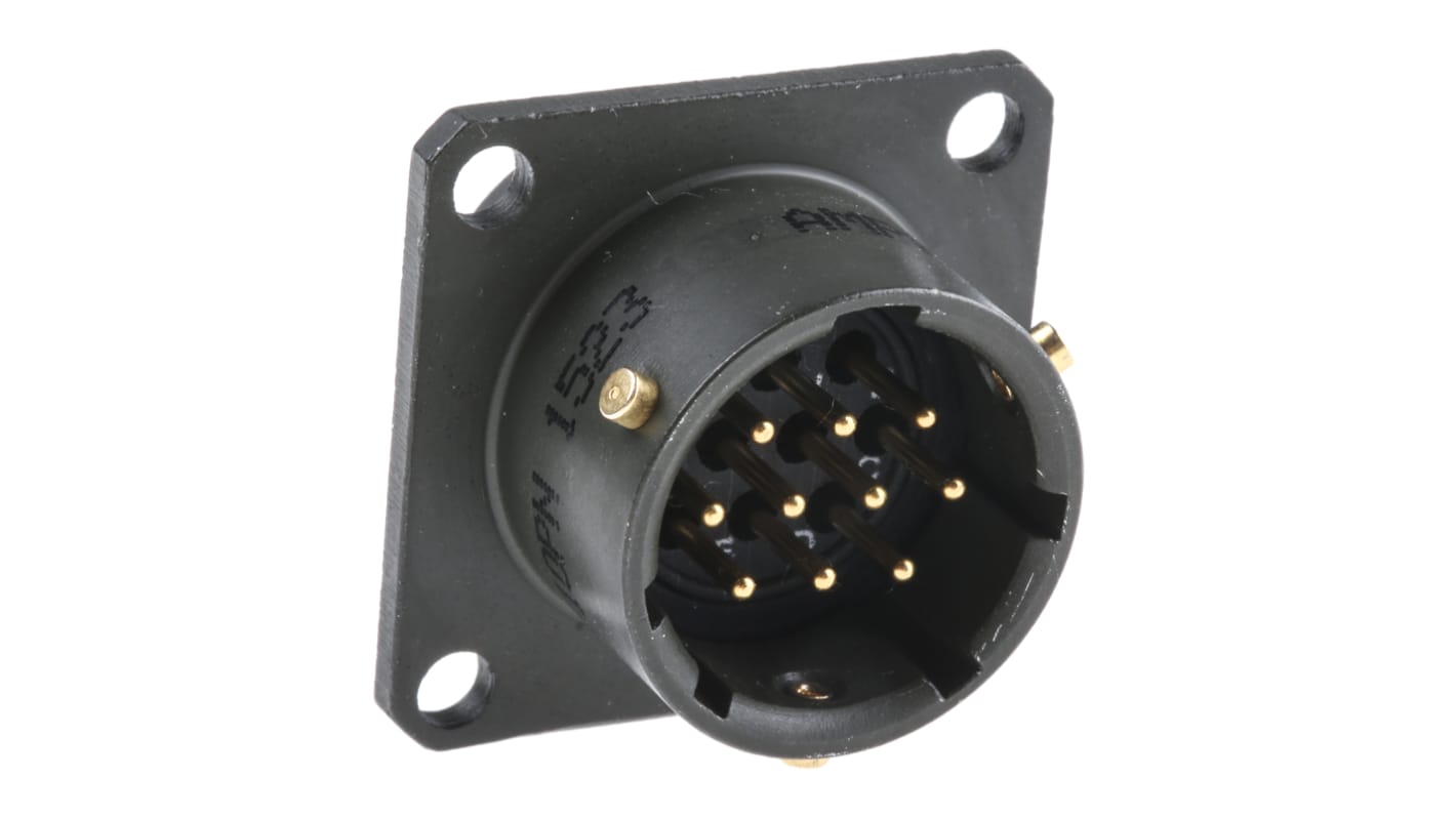 Amphenol Limited, 62GB 10 Way Box Mount MIL Spec Circular Connector ReceptacleOlive, Pin Contacts,Shell Size 12,