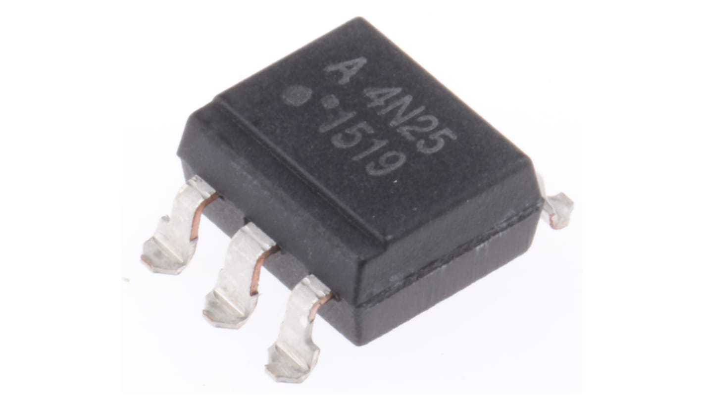 Broadcom, 4N25-300E DC Input Transistor Output Optocoupler, Surface Mount, 6-Pin PDIP