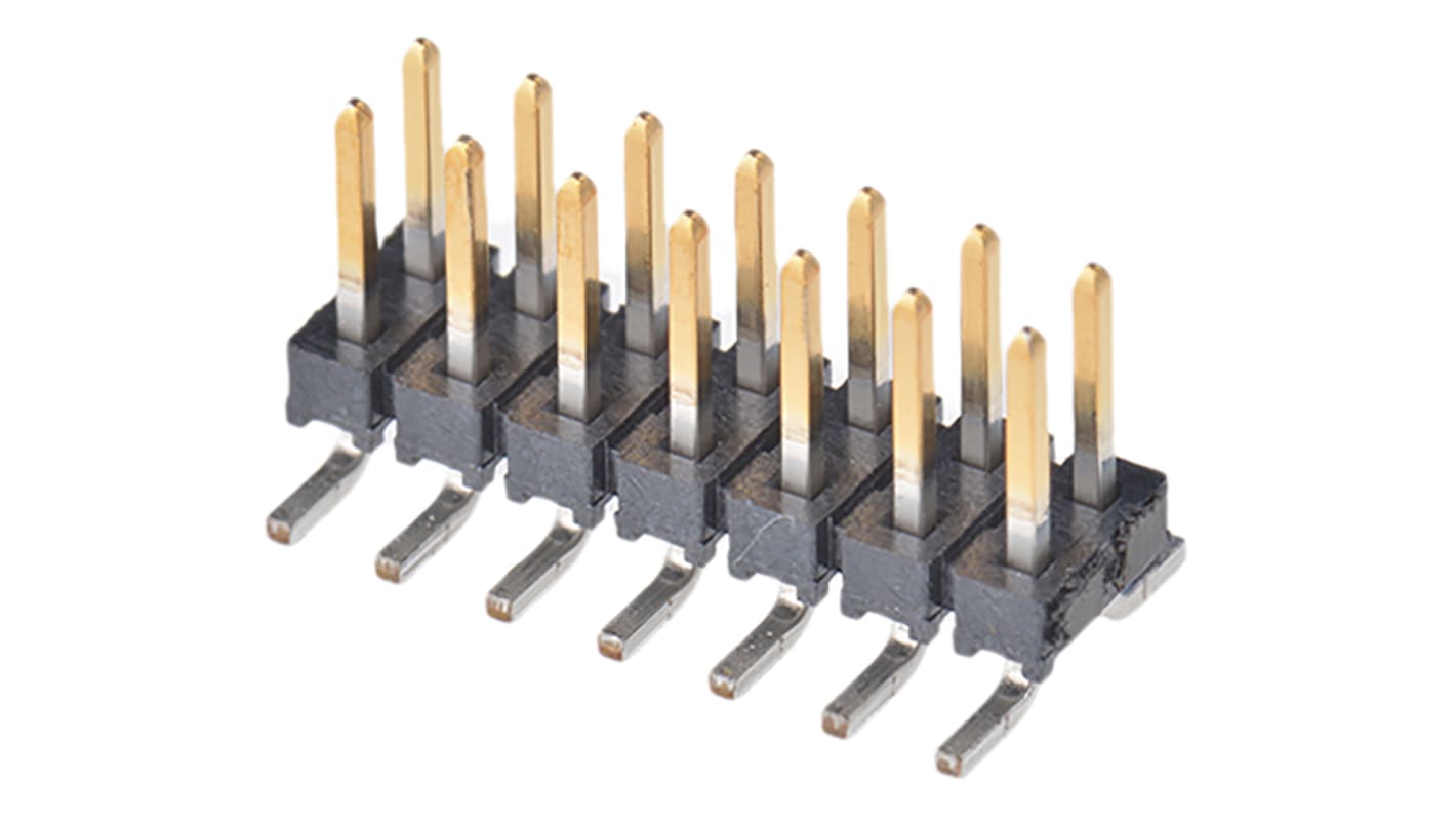Samtec TMM Series Straight Surface Mount Pin Header, 14 Contact(s), 2.0mm Pitch, 2 Row(s), Unshrouded