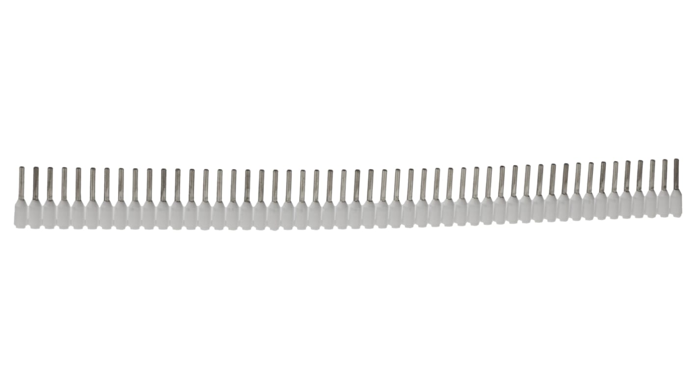 Weidmuller Insulated Crimp Bootlace Ferrule, 8mm Pin Length, 1mm Pin Diameter, 0.5mm² Wire Size, White