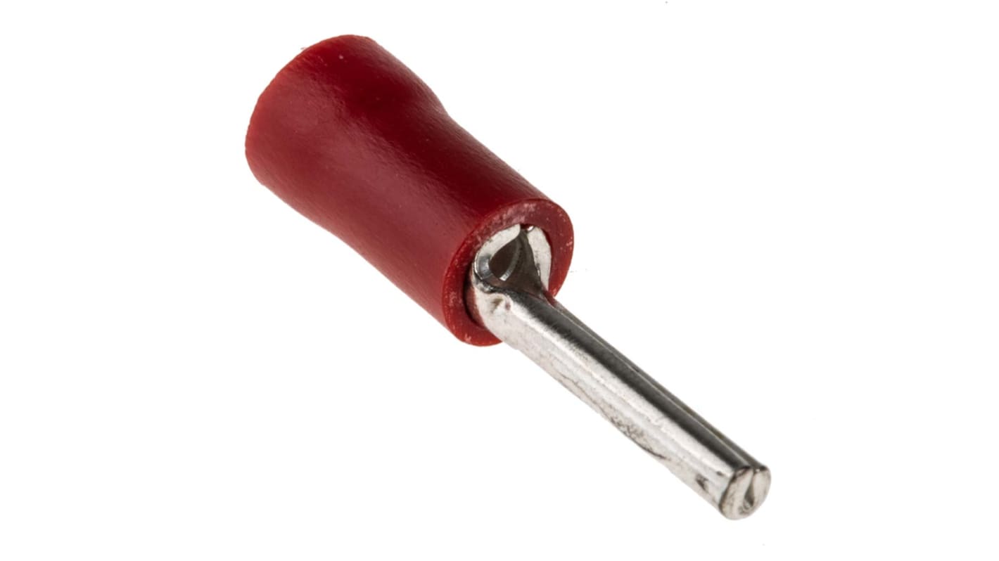 Conector de contactos de crimpado RS PRO, Aislado, Revestimiento de Estaño, diám. 1.9mm, long. 12mm, Rojo, 0.5mm² No