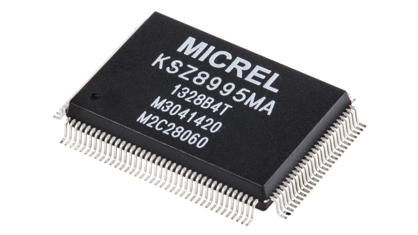 Microchip KSZ8995MA, Ethernet Switch IC, 10Mbps MII, SNI, 1.8 V, 2.5 V, 3.3 V, 128-Pin PQFP