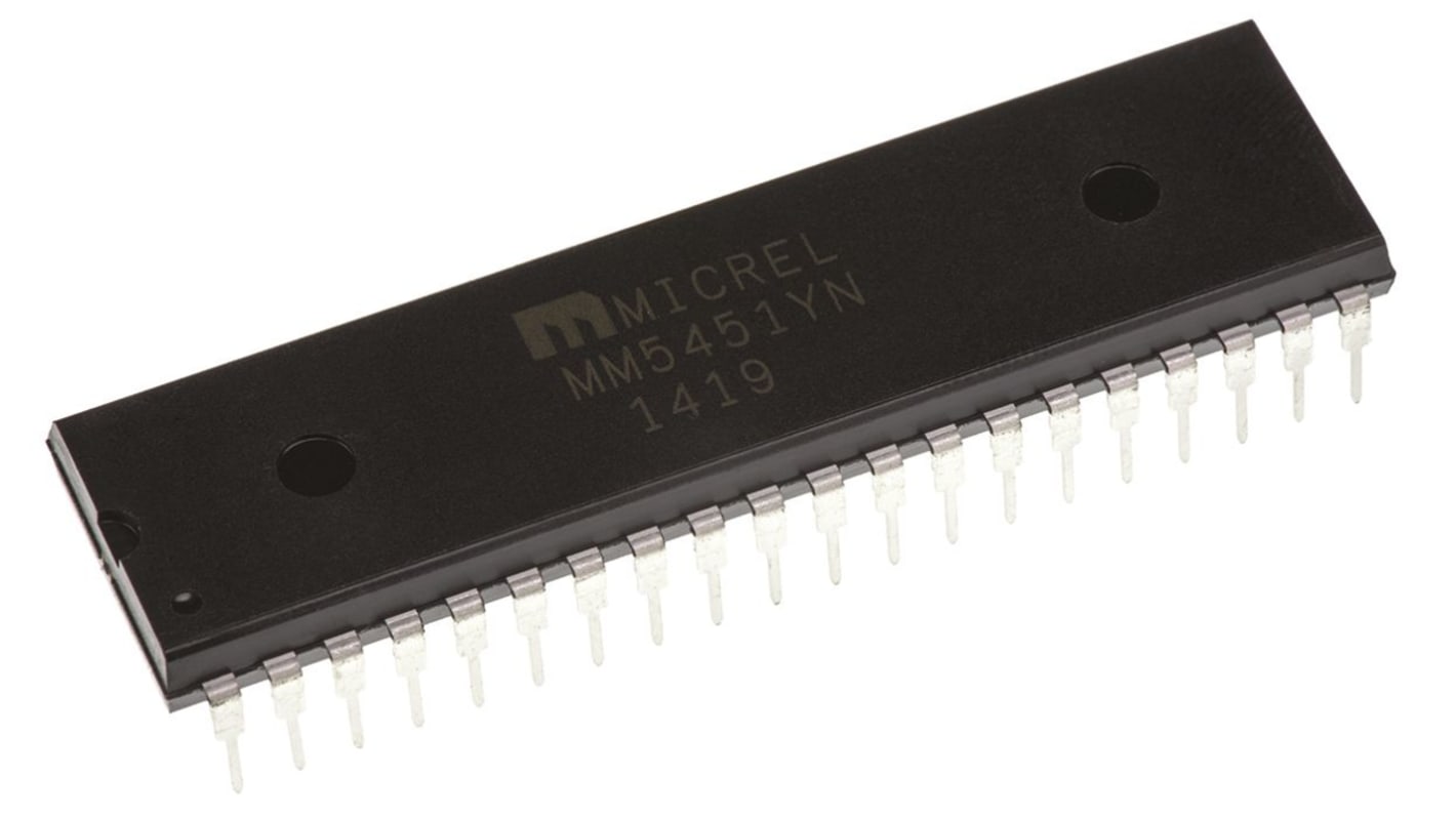 Driver para display LED Microchip MM5451, alim: 5 V, 9 V / 10mA, Montaje en orificio pasante, PDIP 40
