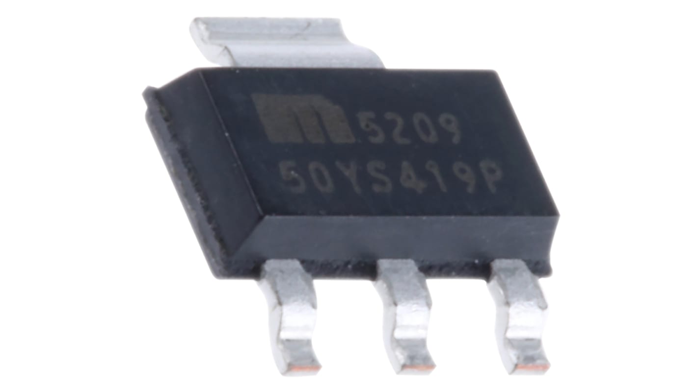 Microchip LDO稳压芯片, 5 V输出, 500mA最大输出, 单路输出, SOT-223, 贴片, 3+Tab针