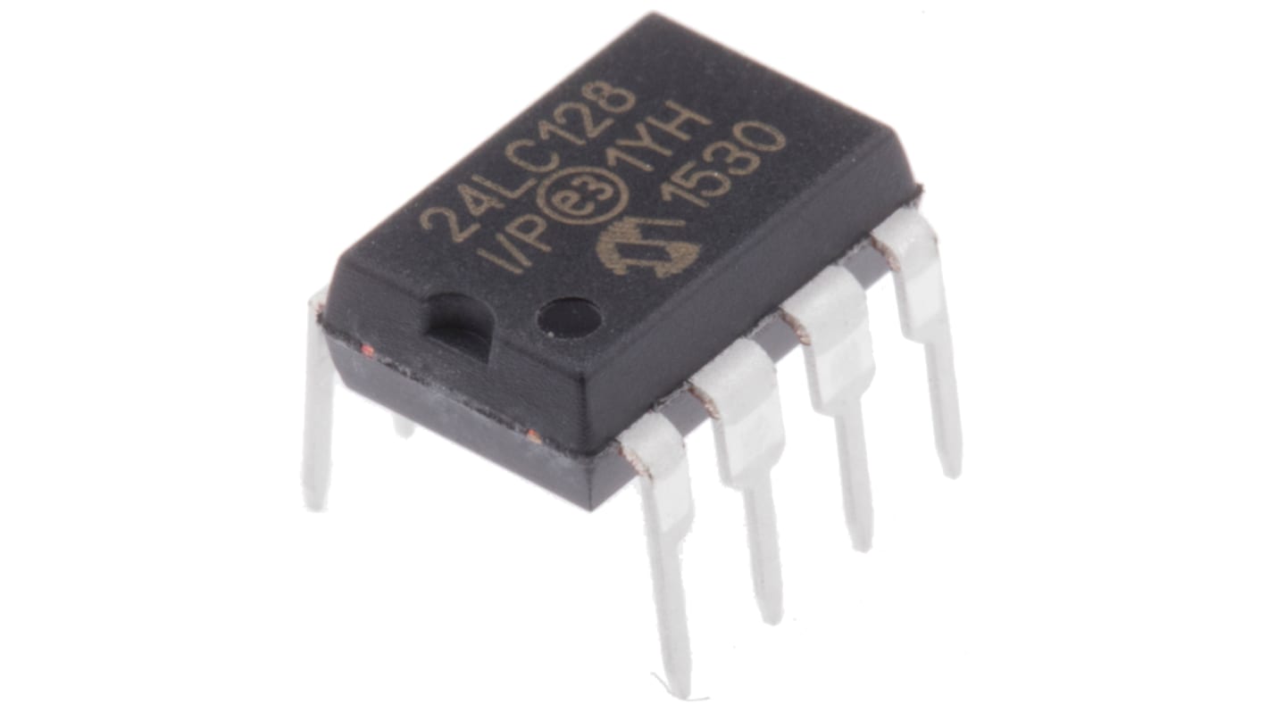 Microchip 128kbit Serieller EEPROM-Speicher, Seriell-I2C Interface, PDIP, 900ns THT 16K x 8 Bit, 16k x 8-Pin 8bit