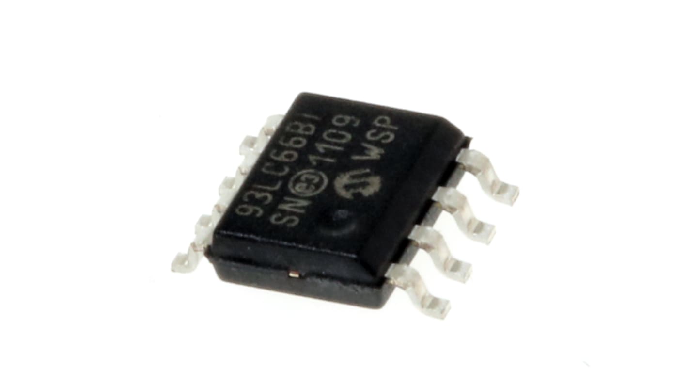 Memoria EEPROM serie 93LC66B-I/SN Microchip, 4kbit, 256 x, 16bit, Serie microcable, 250ns, 8 pines SOIC