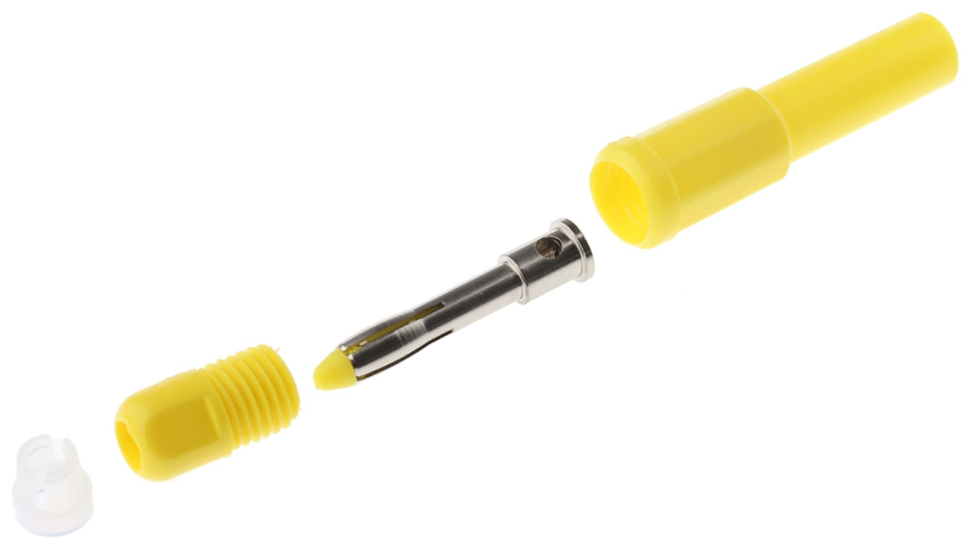 RS PRO Yellow Male Banana Plug, 4 mm Connector, Solder Termination, 10A, 1000V, Tin Plating