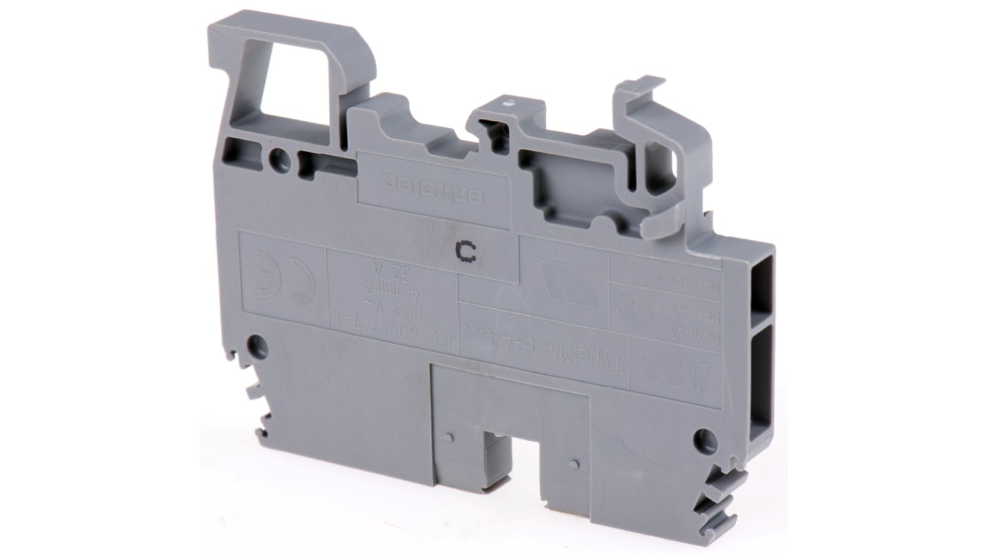 Entrelec SNA Series Grey DIN Rail Terminal Block, 4mm², Single-Level, Screw Termination