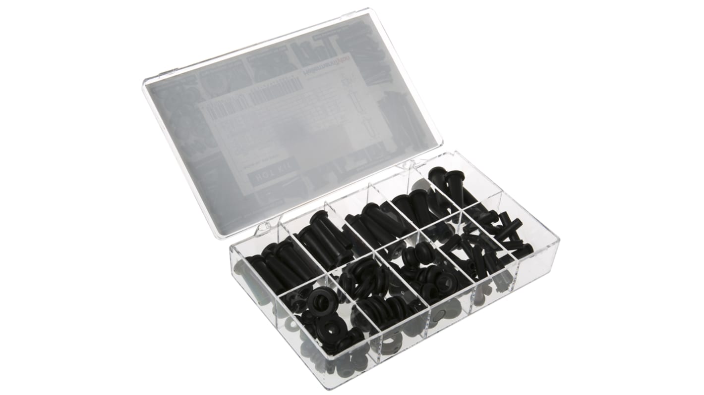 HellermannTyton Black PVC Cable Grommet Kit 639-60000 HOT Kit-PVC-FR-BK