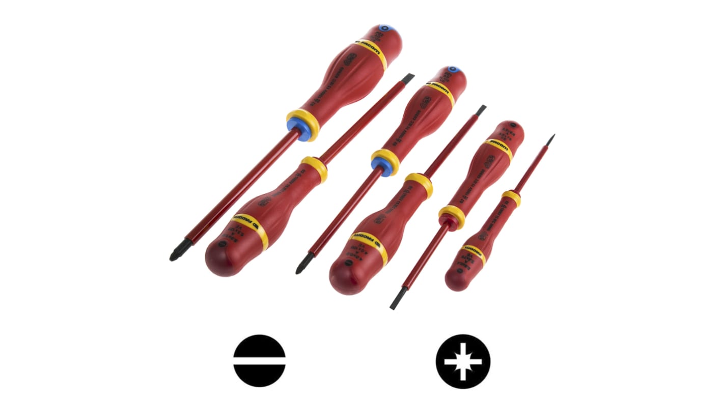 Facom Pozidriv; Slotted Insulated Screwdriver Set, 6-Piece