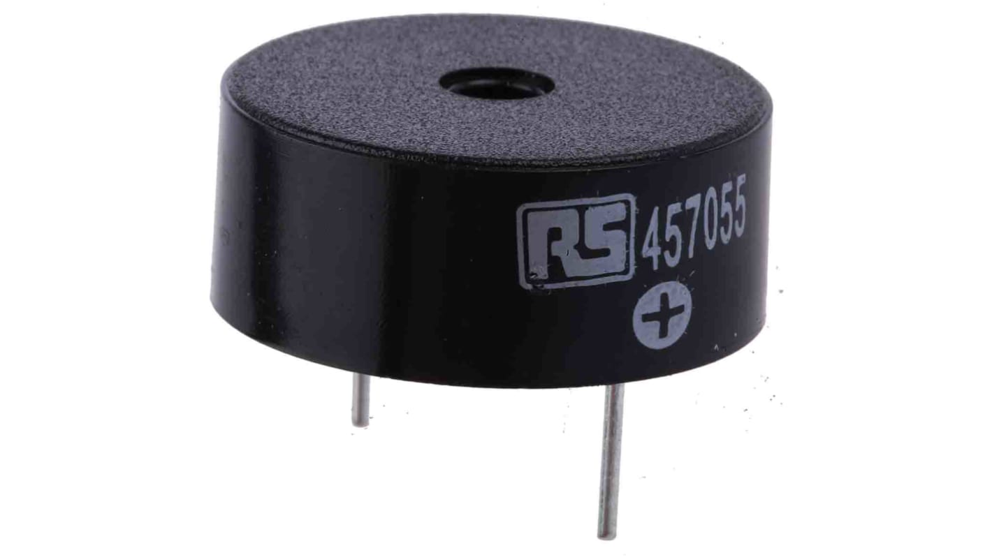 RS PRO 95dB Through Hole Continuous Internal Piezo Buzzer, 23.5 (Dia.) x 9.5mm, 3V dc Min, 30V dc Max