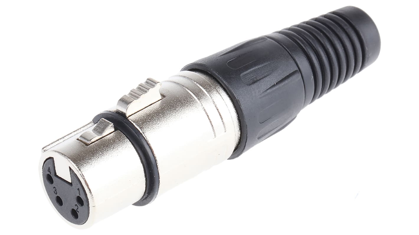 RS PRO Cable Mount XLR Connector, Female, 250 V ac, 4 Way, Silver Plating
