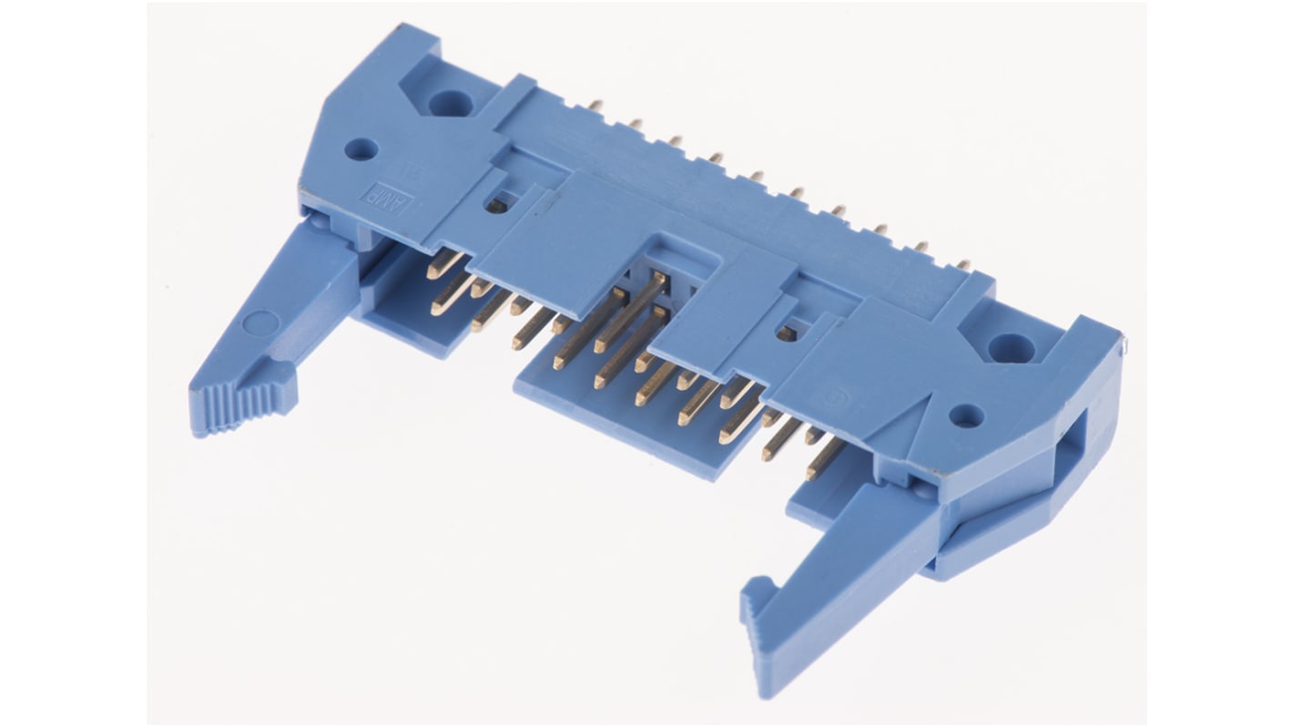 TE Connectivity AMP-LATCH Series Straight Through Hole PCB Header, 20 Contact(s), 2.54mm Pitch, 2 Row(s), Shrouded
