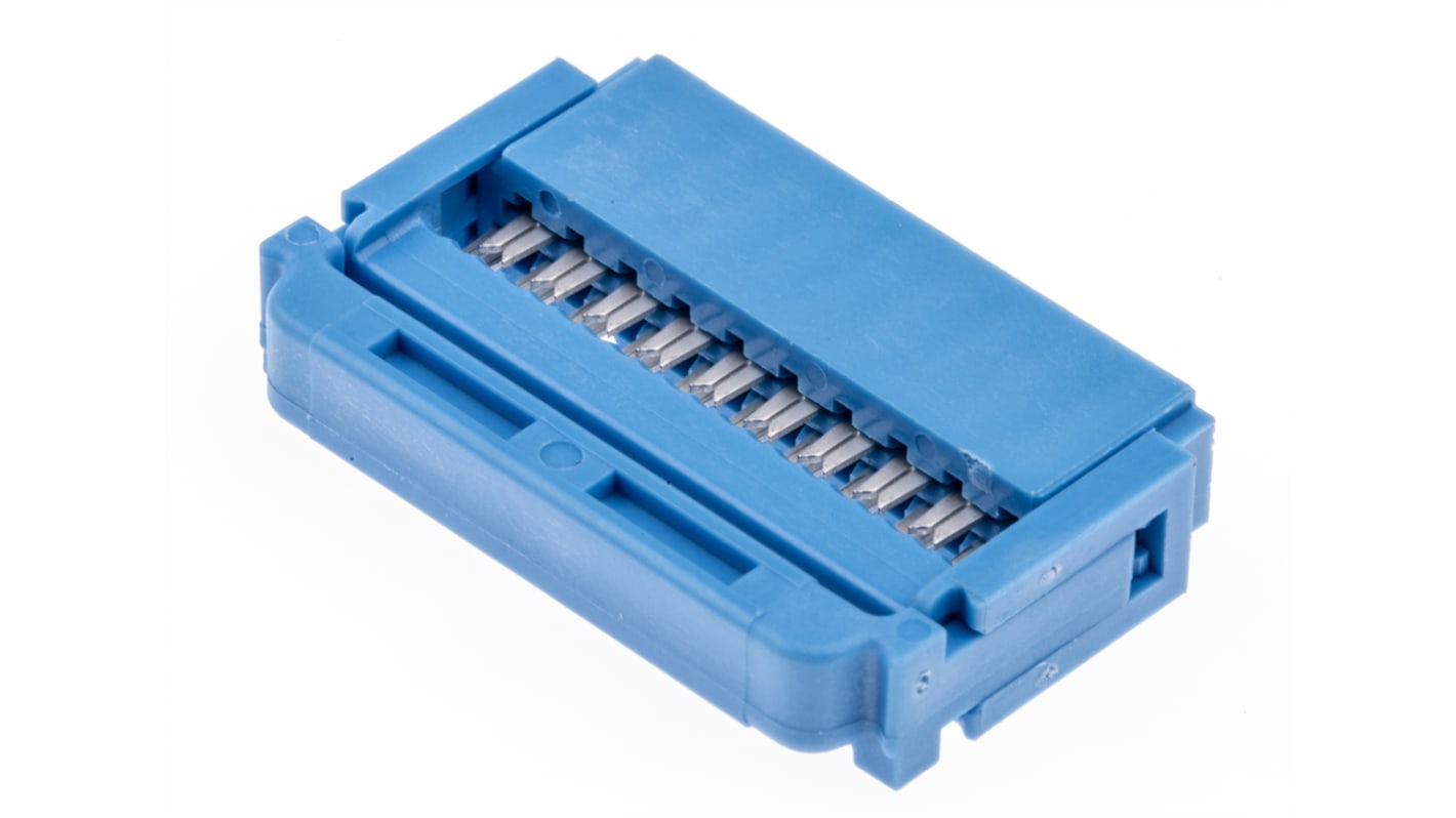 TE Connectivity IDC连接器, 母座, 20p, 2.54mm间距, 2排, 电缆安装, IDC端接, 直角, AMP-LATCH 622系列