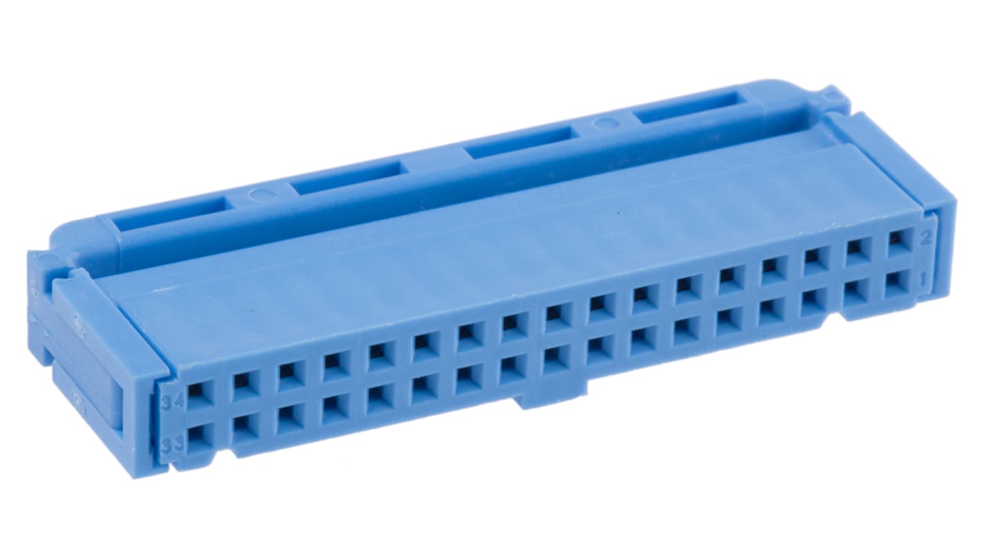 TE Connectivity IDC连接器, 母座, 34p, 2.54mm间距, 2排, 电缆安装, IDC端接, 直角, AMP-LATCH 622系列