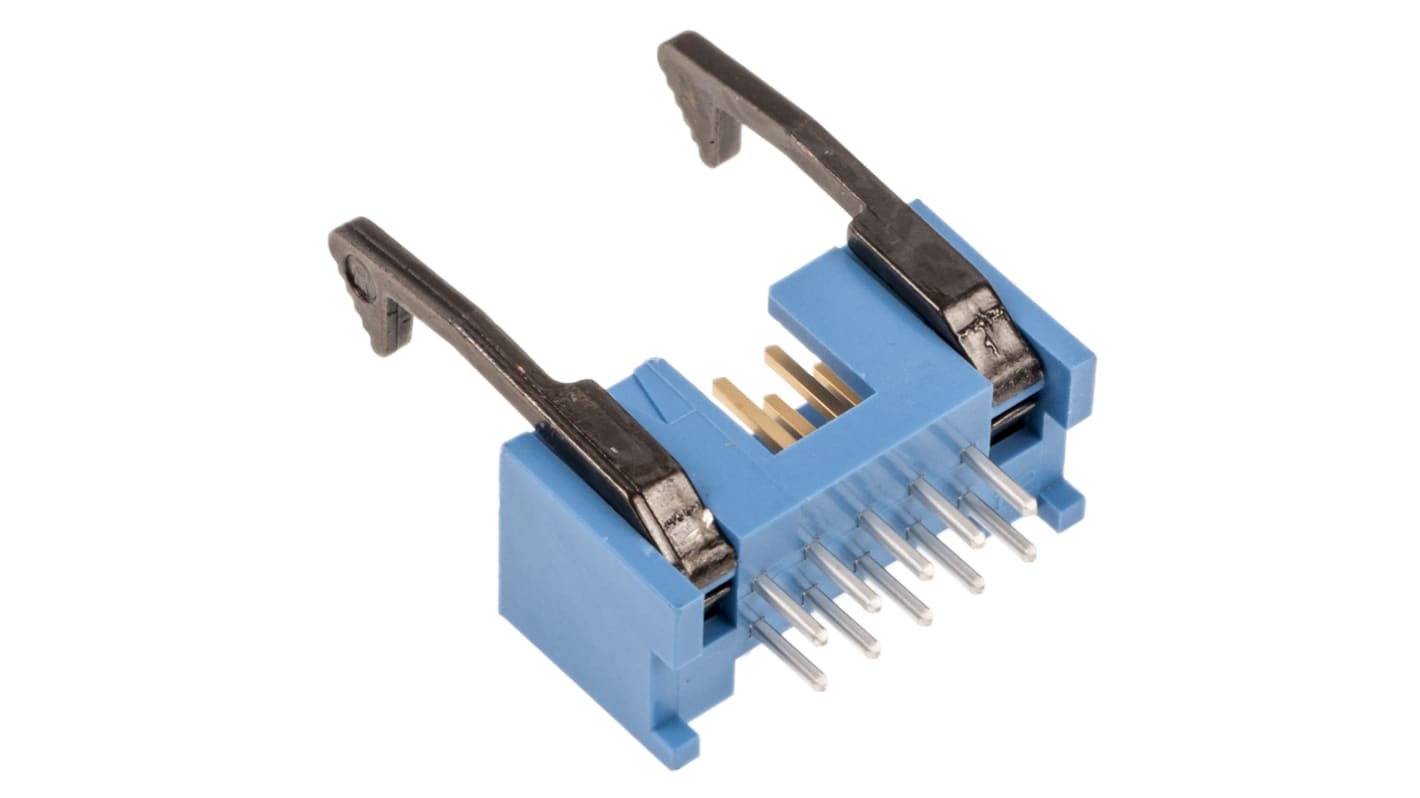 TE Connectivity AMP-LATCH Series Straight Through Hole PCB Header, 10 Contact(s), 2.54mm Pitch, 2 Row(s), Shrouded
