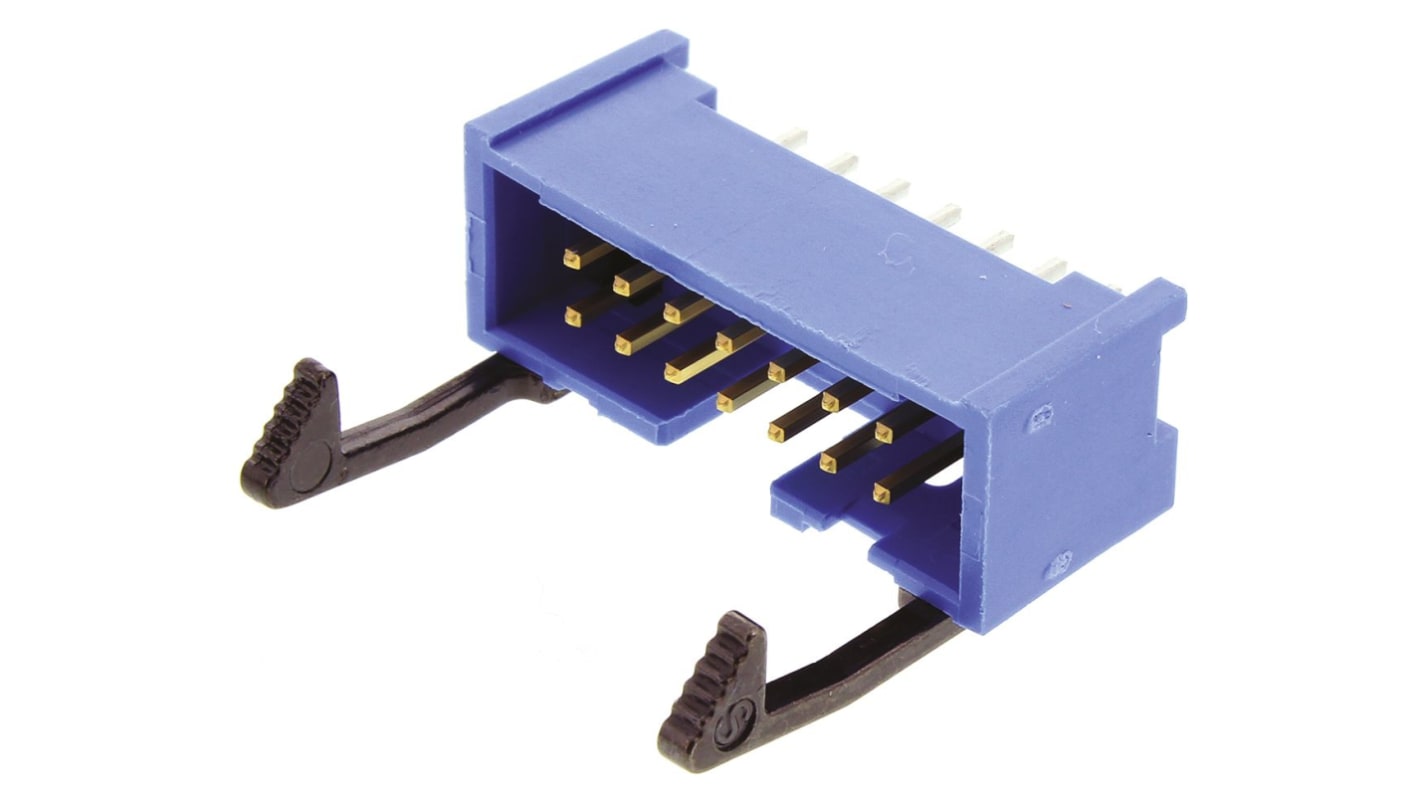 TE Connectivity AMP-LATCH Series Straight Through Hole PCB Header, 14 Contact(s), 2.54mm Pitch, 2 Row(s), Shrouded